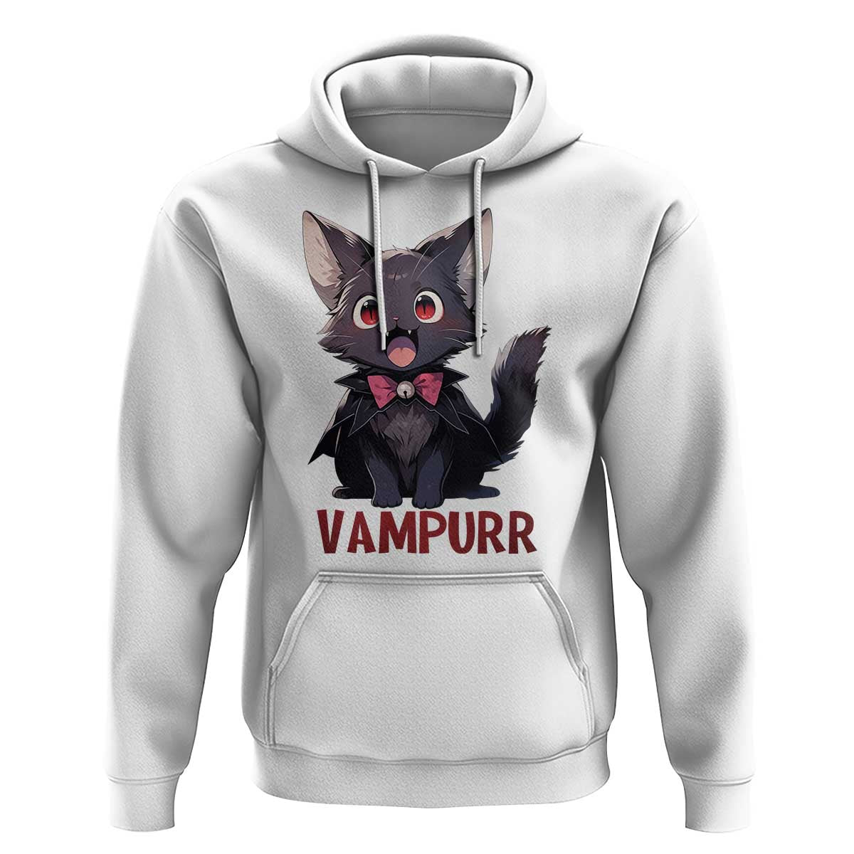 Halloween Black Vampire Cat Hoodie Vampurr Cute Kitty Lover - Wonder Print Shop