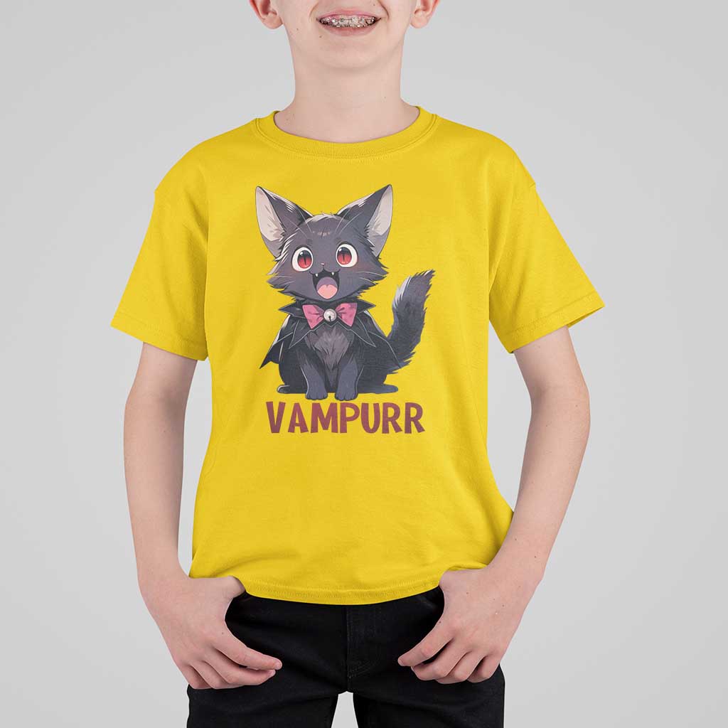 Halloween Black Vampire Cat T Shirt For Kid Vampurr Cute Kitty Lover - Wonder Print Shop
