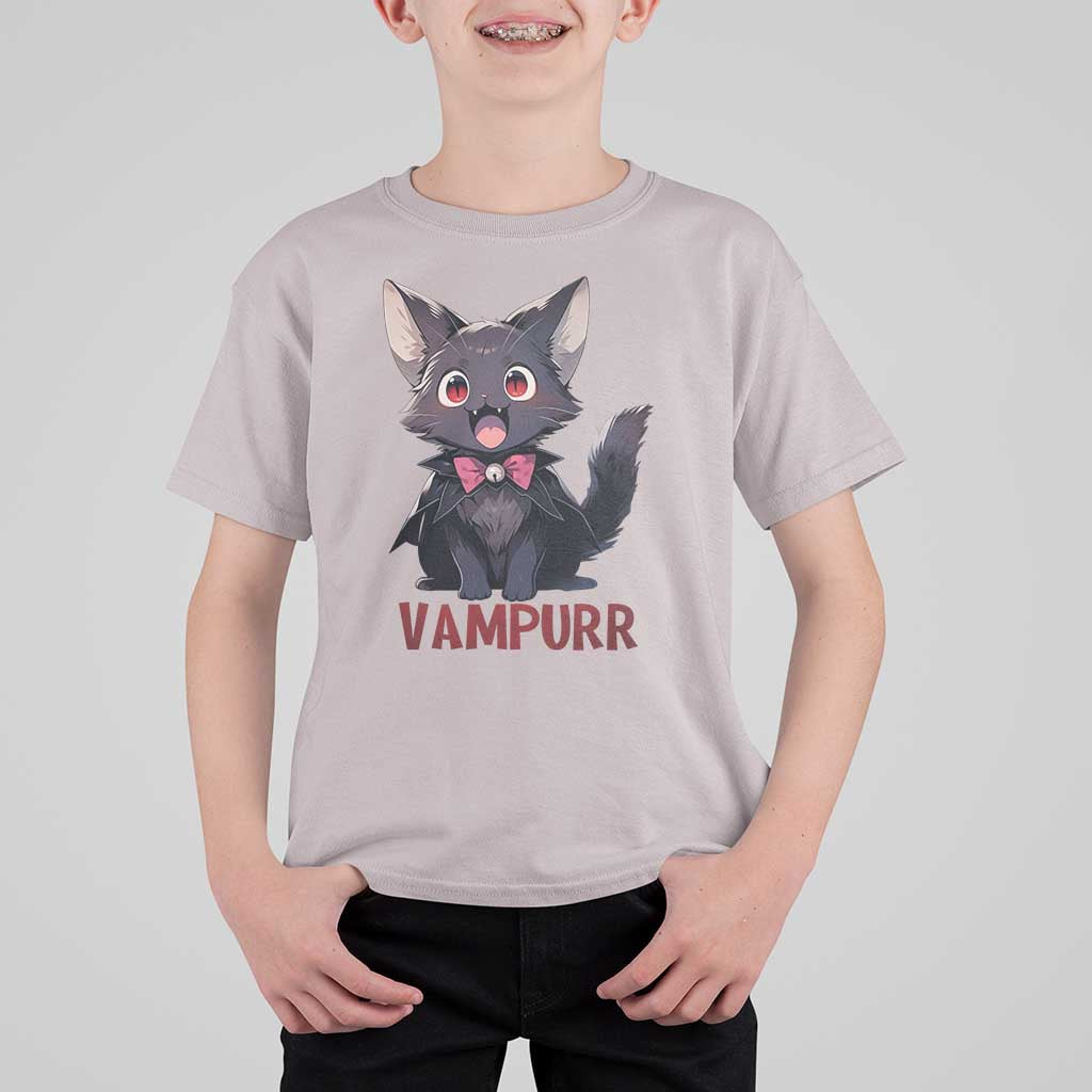 Halloween Black Vampire Cat T Shirt For Kid Vampurr Cute Kitty Lover - Wonder Print Shop