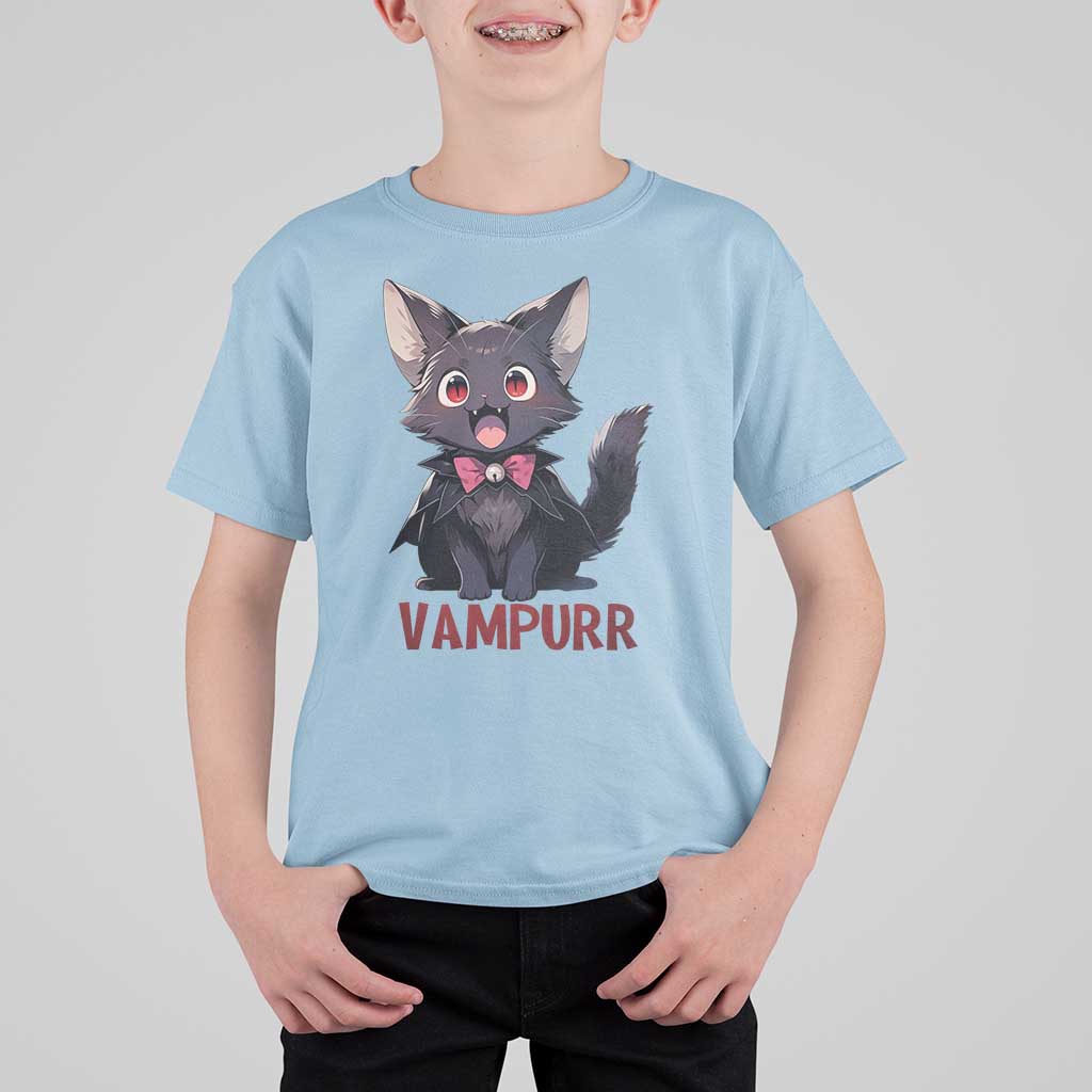 Halloween Black Vampire Cat T Shirt For Kid Vampurr Cute Kitty Lover - Wonder Print Shop