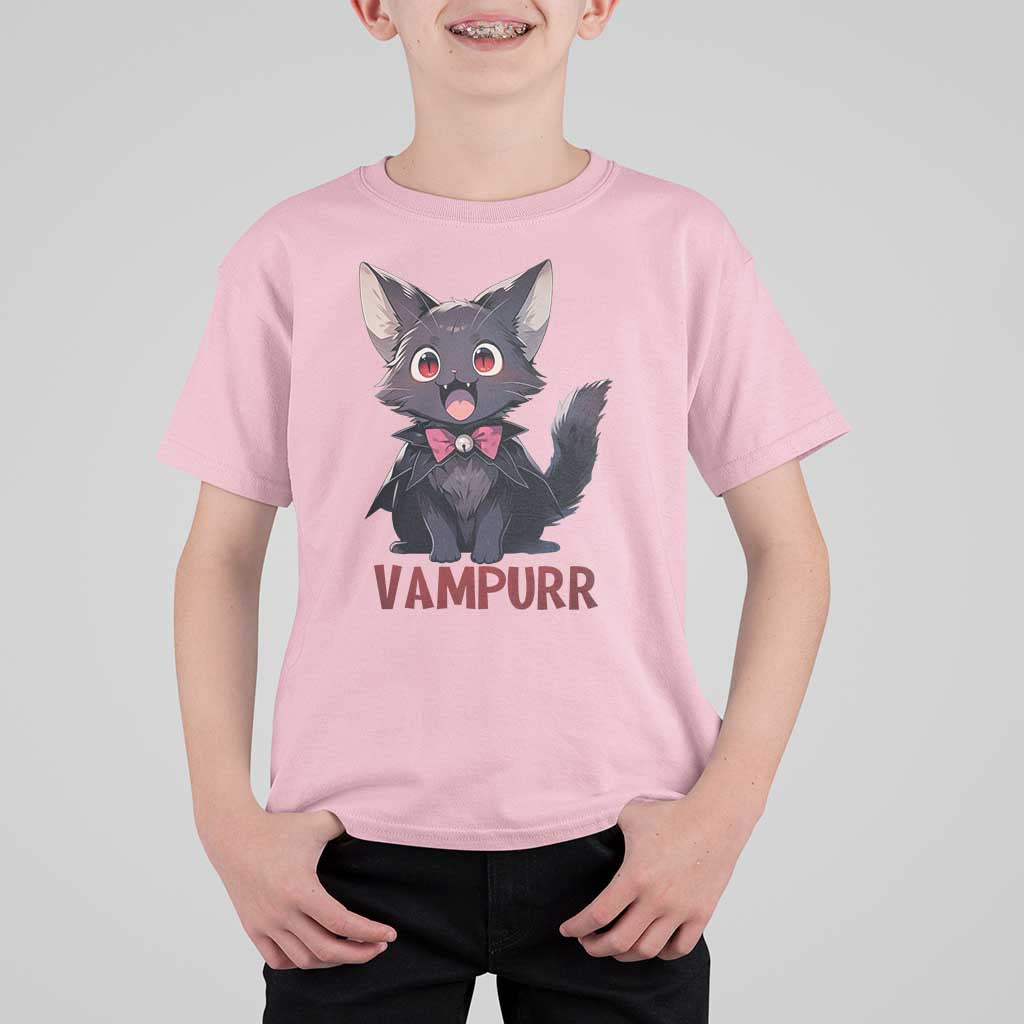 Halloween Black Vampire Cat T Shirt For Kid Vampurr Cute Kitty Lover - Wonder Print Shop