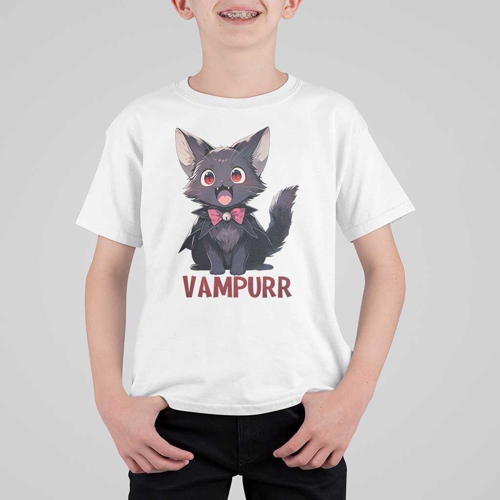 Halloween Black Vampire Cat T Shirt For Kid Vampurr Cute Kitty Lover - Wonder Print Shop