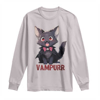Halloween Black Vampire Cat Long Sleeve Shirt Vampurr Cute Kitty Lover - Wonder Print Shop