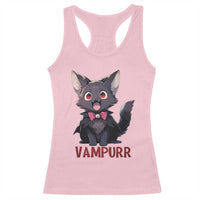 Halloween Black Vampire Cat Racerback Tank Top Vampurr Cute Kitty Lover - Wonder Print Shop