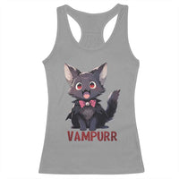 Halloween Black Vampire Cat Racerback Tank Top Vampurr Cute Kitty Lover - Wonder Print Shop