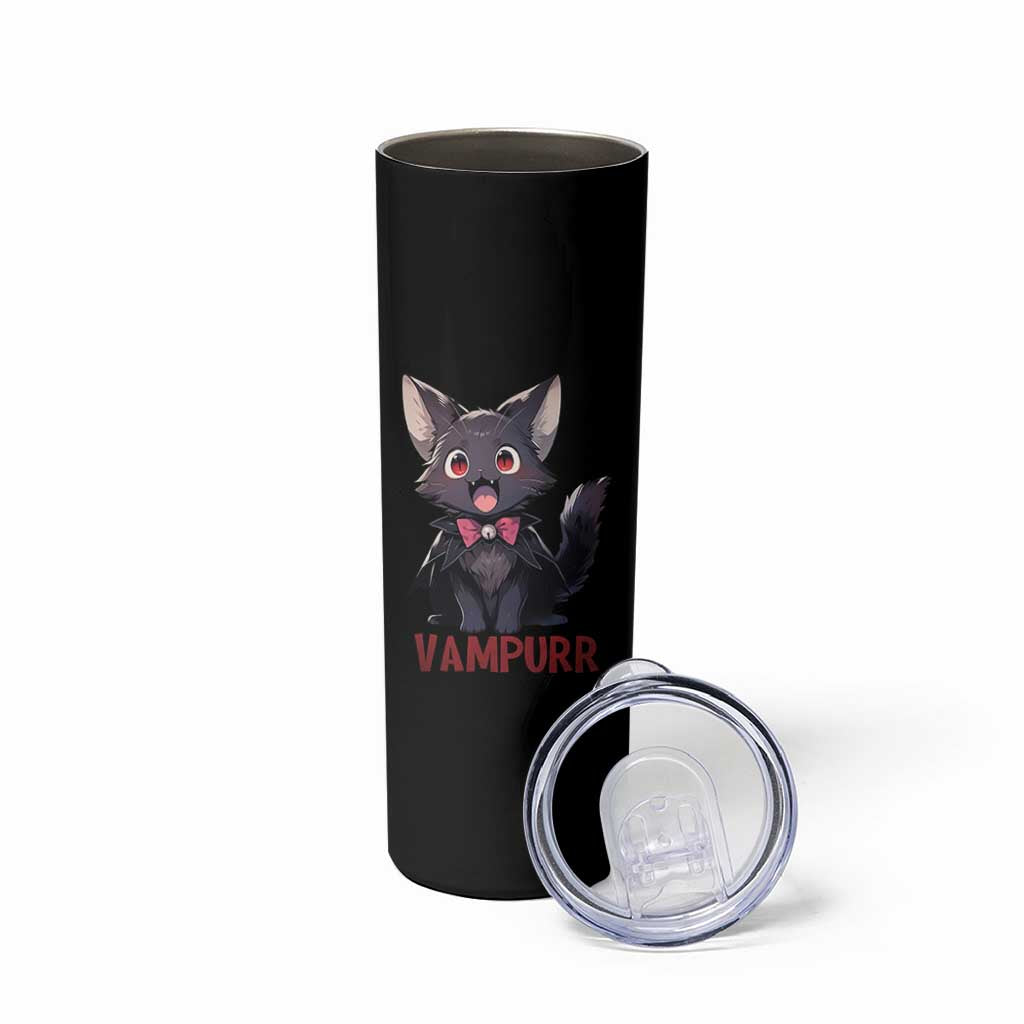 Halloween Black Vampire Cat Skinny Tumbler Vampurr Cute Kitty Lover