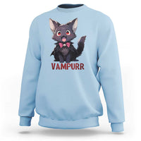 Halloween Black Vampire Cat Sweatshirt Vampurr Cute Kitty Lover - Wonder Print Shop