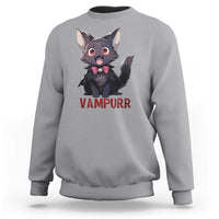 Halloween Black Vampire Cat Sweatshirt Vampurr Cute Kitty Lover - Wonder Print Shop