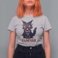 Halloween Black Vampire Cat T Shirt For Women Vampurr Cute Kitty Lover - Wonder Print Shop