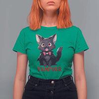Halloween Black Vampire Cat T Shirt For Women Vampurr Cute Kitty Lover - Wonder Print Shop