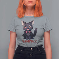 Halloween Black Vampire Cat T Shirt For Women Vampurr Cute Kitty Lover - Wonder Print Shop