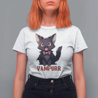 Halloween Black Vampire Cat T Shirt For Women Vampurr Cute Kitty Lover - Wonder Print Shop