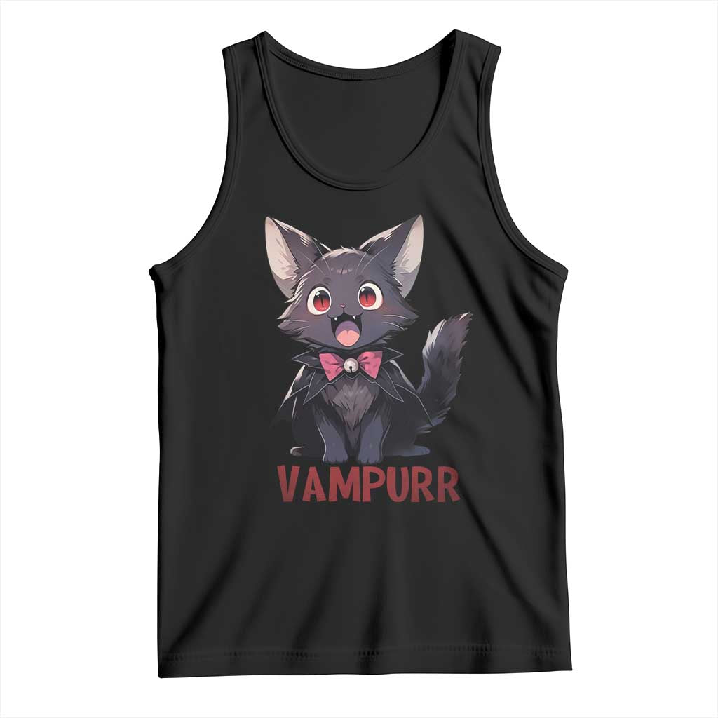 Halloween Black Vampire Cat Tank Top Vampurr Cute Kitty Lover - Wonder Print Shop