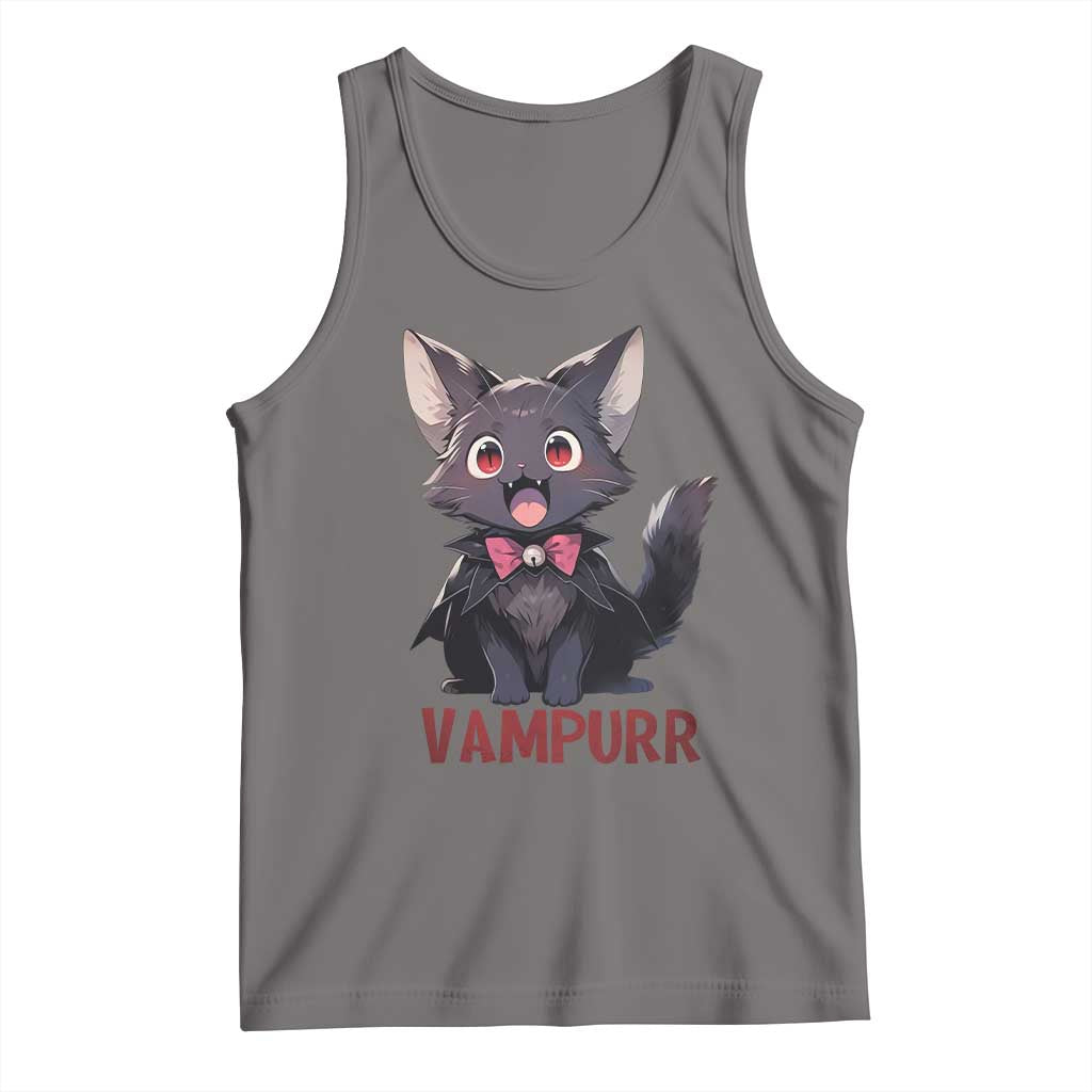 Halloween Black Vampire Cat Tank Top Vampurr Cute Kitty Lover - Wonder Print Shop