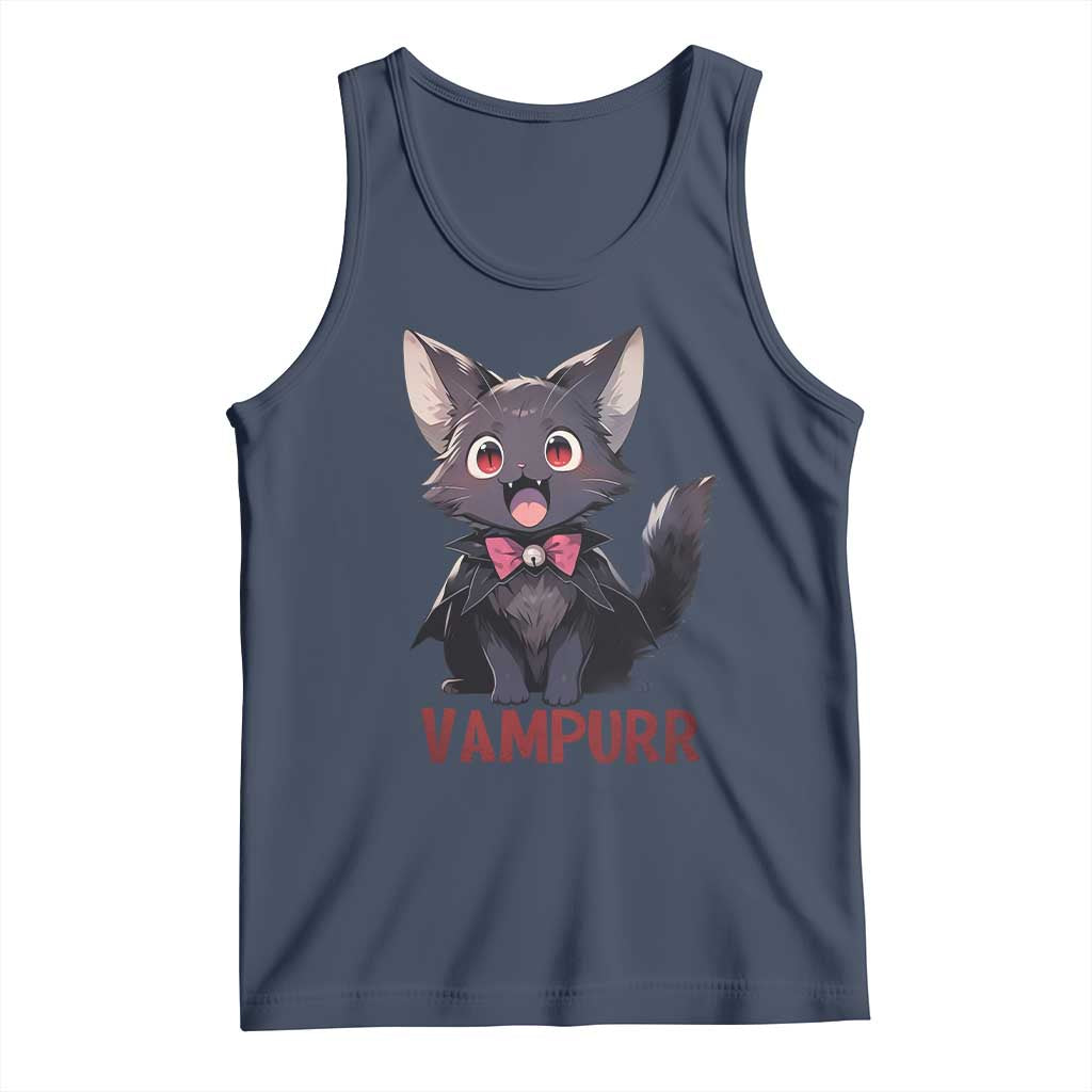 Halloween Black Vampire Cat Tank Top Vampurr Cute Kitty Lover - Wonder Print Shop