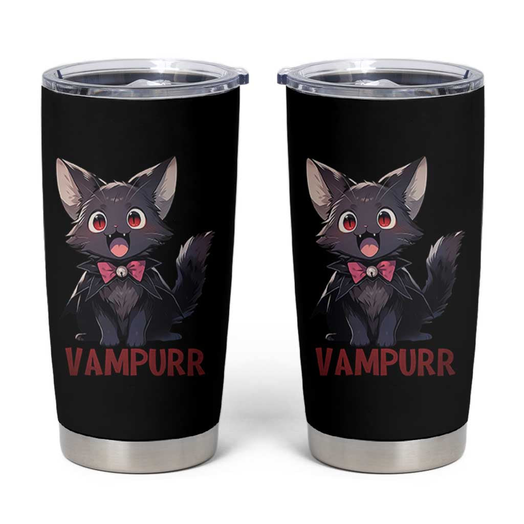 Halloween Black Vampire Cat Tumbler Cup Vampurr Cute Kitty Lover