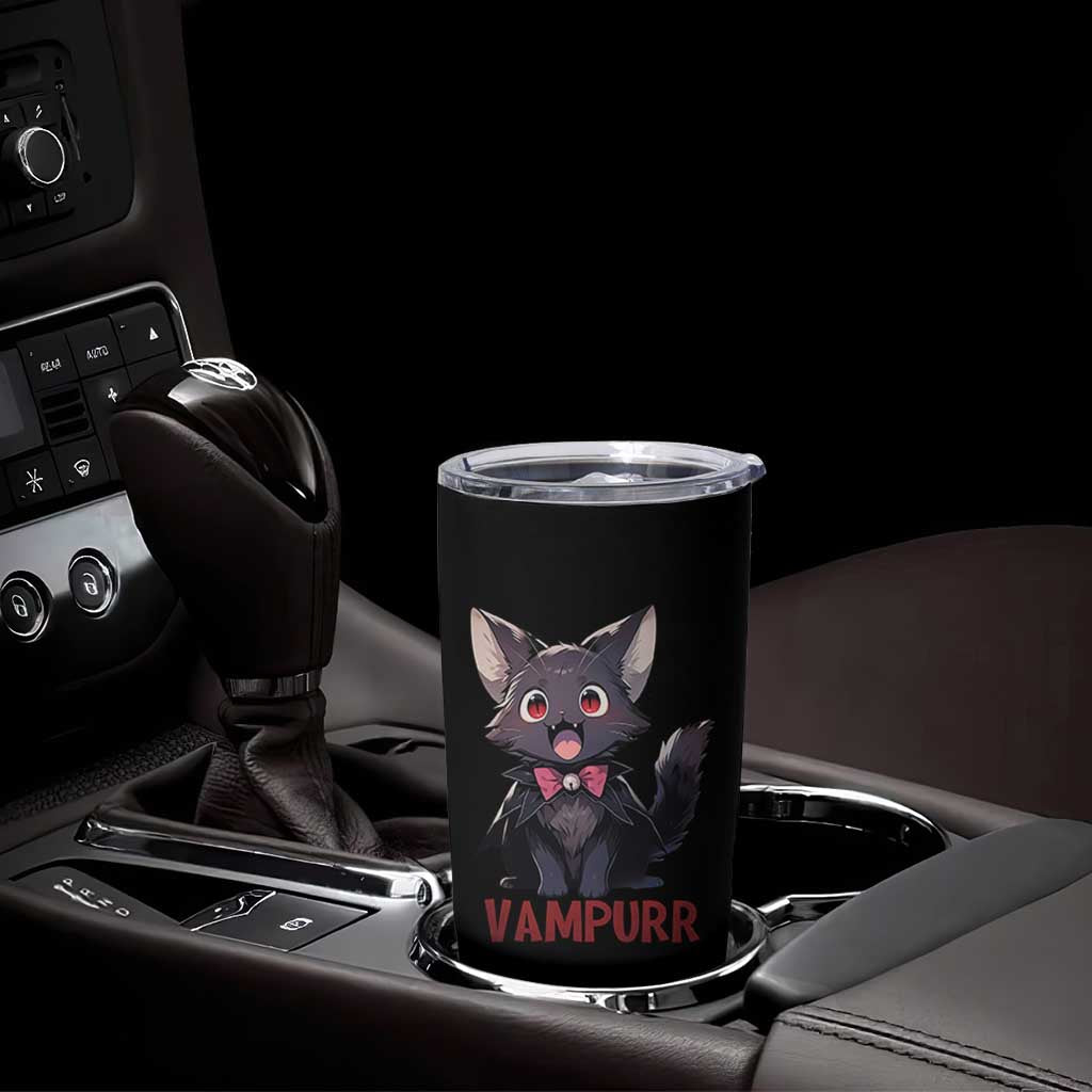 Halloween Black Vampire Cat Tumbler Cup Vampurr Cute Kitty Lover