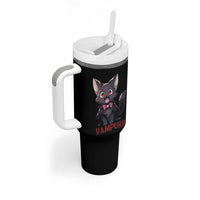Halloween Black Vampire Cat Tumbler With Handle Vampurr Cute Kitty Lover