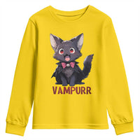 Halloween Black Vampire Cat Youth Sweatshirt Vampurr Cute Kitty Lover - Wonder Print Shop
