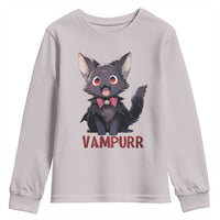 Halloween Black Vampire Cat Youth Sweatshirt Vampurr Cute Kitty Lover - Wonder Print Shop