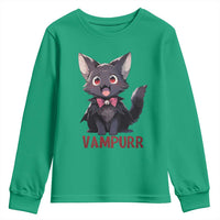 Halloween Black Vampire Cat Youth Sweatshirt Vampurr Cute Kitty Lover - Wonder Print Shop