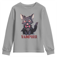 Halloween Black Vampire Cat Youth Sweatshirt Vampurr Cute Kitty Lover - Wonder Print Shop