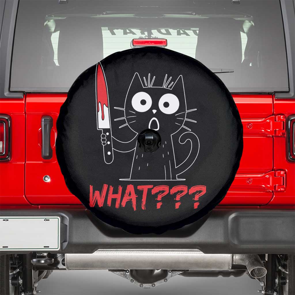 Black Cat Halloween Spare Tire Cover What Killer Kitten With Knife - Wonder Print Shop
