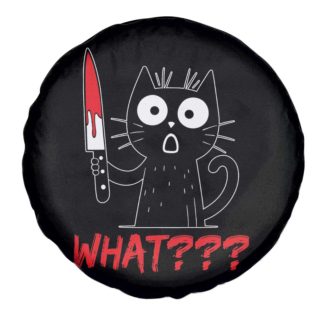 Black Cat Halloween Spare Tire Cover What Killer Kitten With Knife - Wonder Print Shop