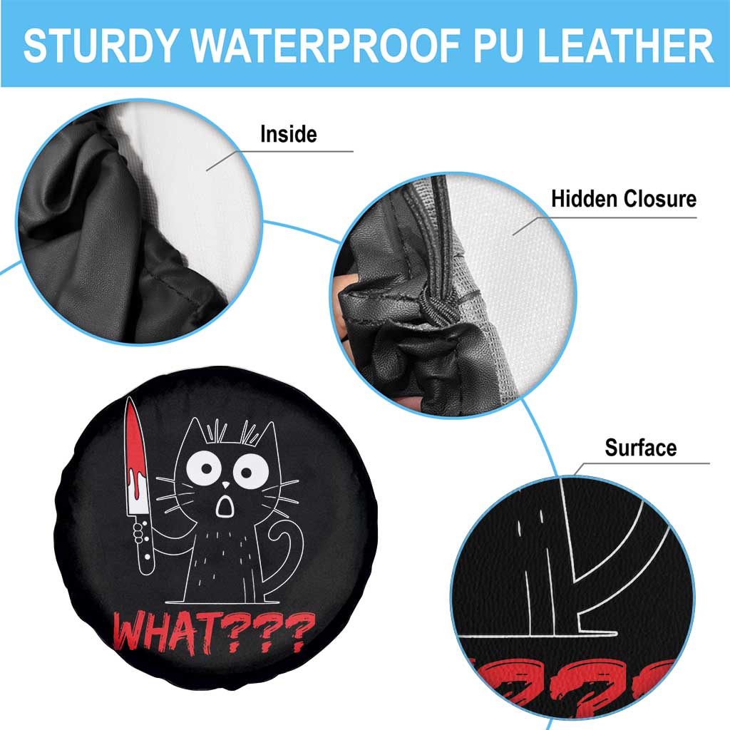 Black Cat Halloween Spare Tire Cover What Killer Kitten With Knife - Wonder Print Shop