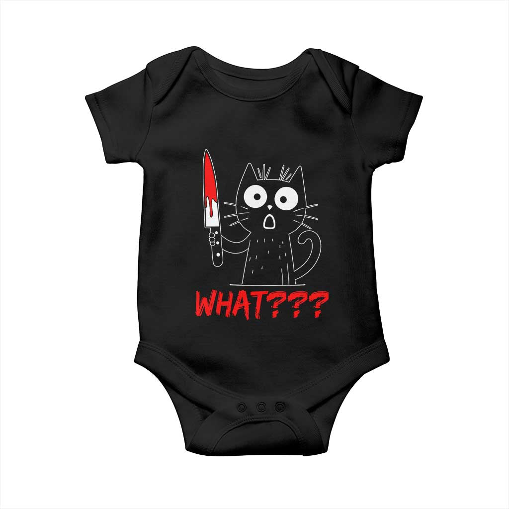 Black Cat Halloween Baby Onesie What Killer Kitten With Knife - Wonder Print Shop