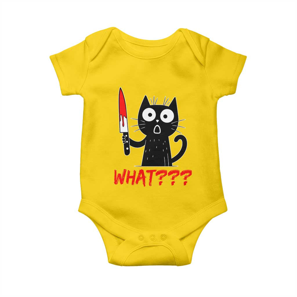 Black Cat Halloween Baby Onesie What Killer Kitten With Knife - Wonder Print Shop