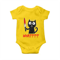 Black Cat Halloween Baby Onesie What Killer Kitten With Knife - Wonder Print Shop