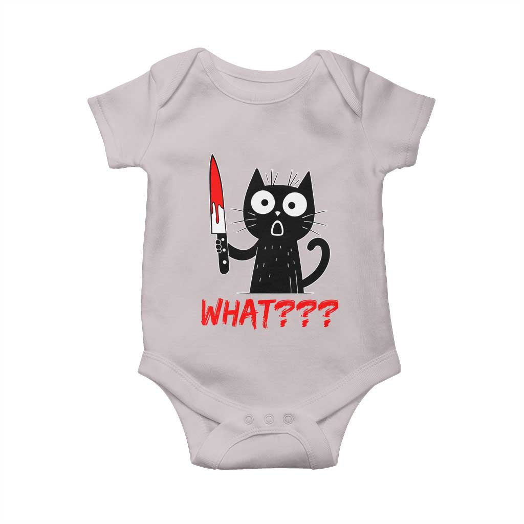 Black Cat Halloween Baby Onesie What Killer Kitten With Knife - Wonder Print Shop