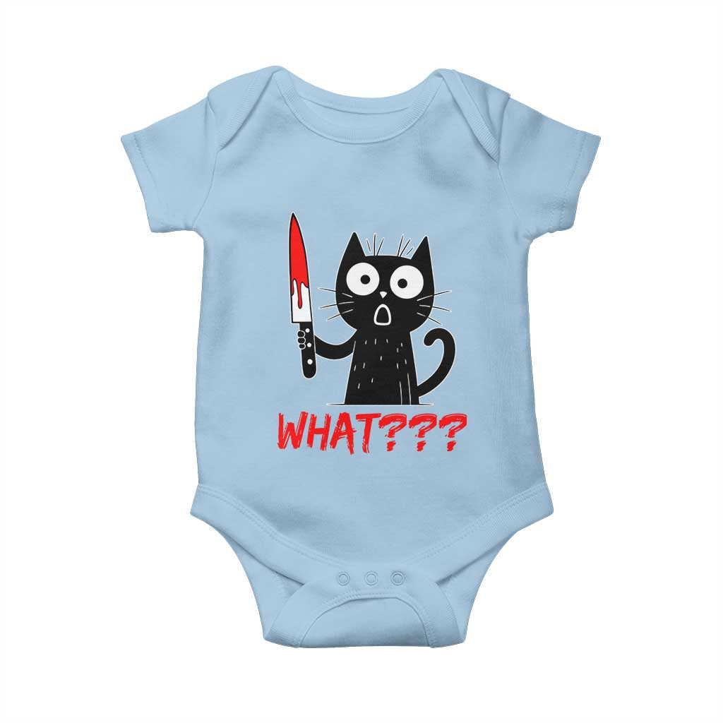 Black Cat Halloween Baby Onesie What Killer Kitten With Knife - Wonder Print Shop