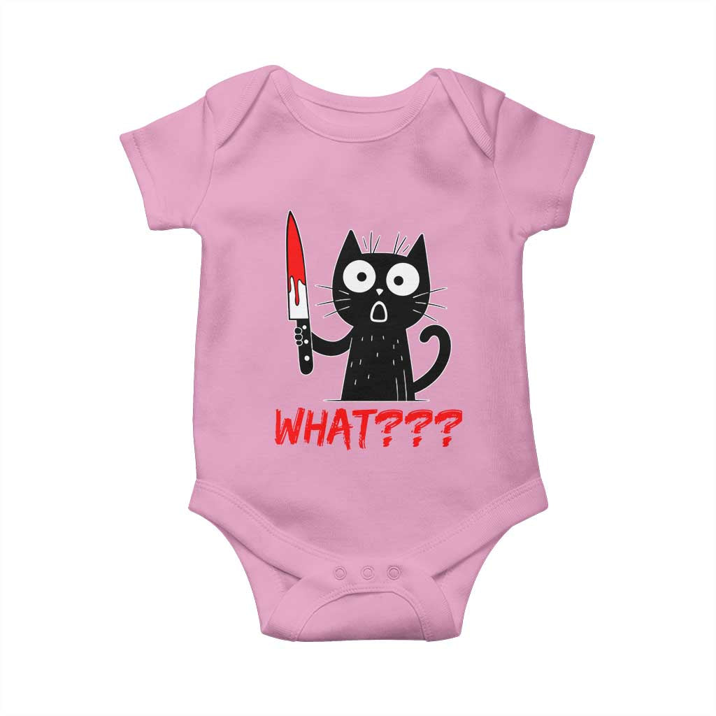 Black Cat Halloween Baby Onesie What Killer Kitten With Knife - Wonder Print Shop