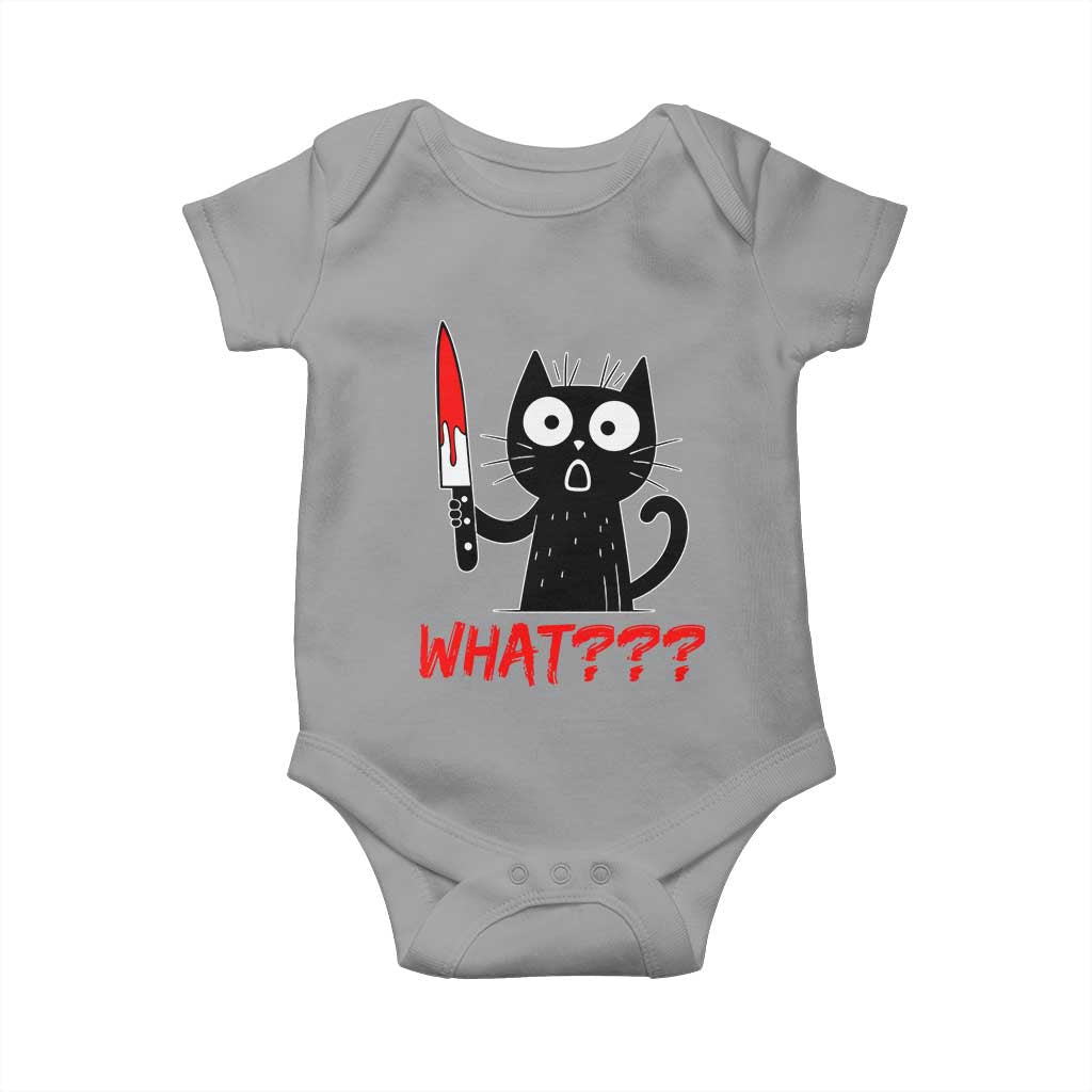 Black Cat Halloween Baby Onesie What Killer Kitten With Knife - Wonder Print Shop