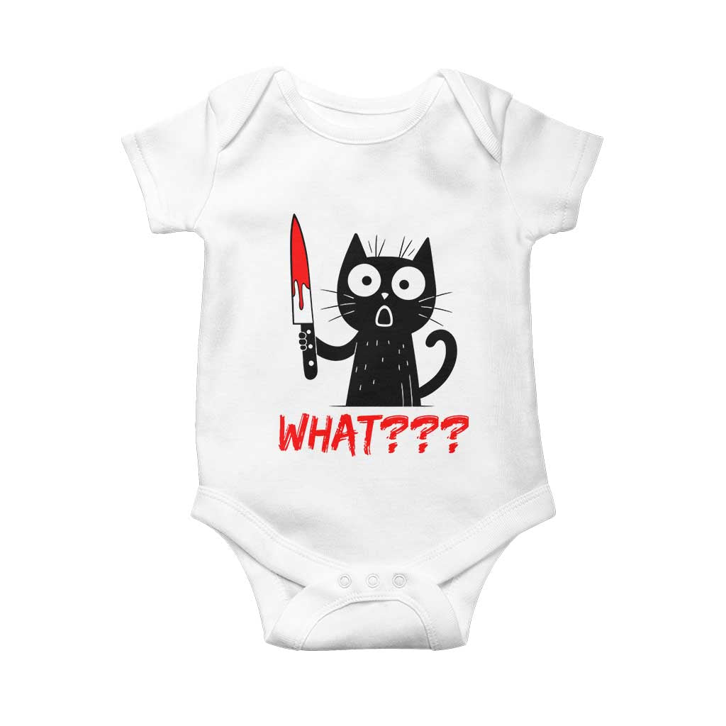 Black Cat Halloween Baby Onesie What Killer Kitten With Knife - Wonder Print Shop