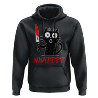 Black Cat Halloween Hoodie What Killer Kitten With Knife - Wonder Print Shop