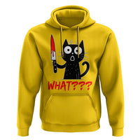 Black Cat Halloween Hoodie What Killer Kitten With Knife - Wonder Print Shop