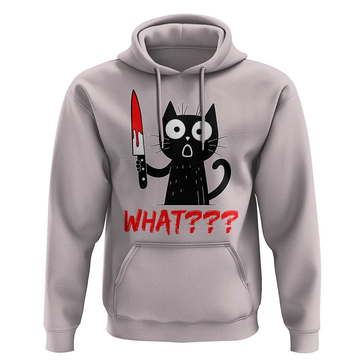 Black Cat Halloween Hoodie What Killer Kitten With Knife - Wonder Print Shop