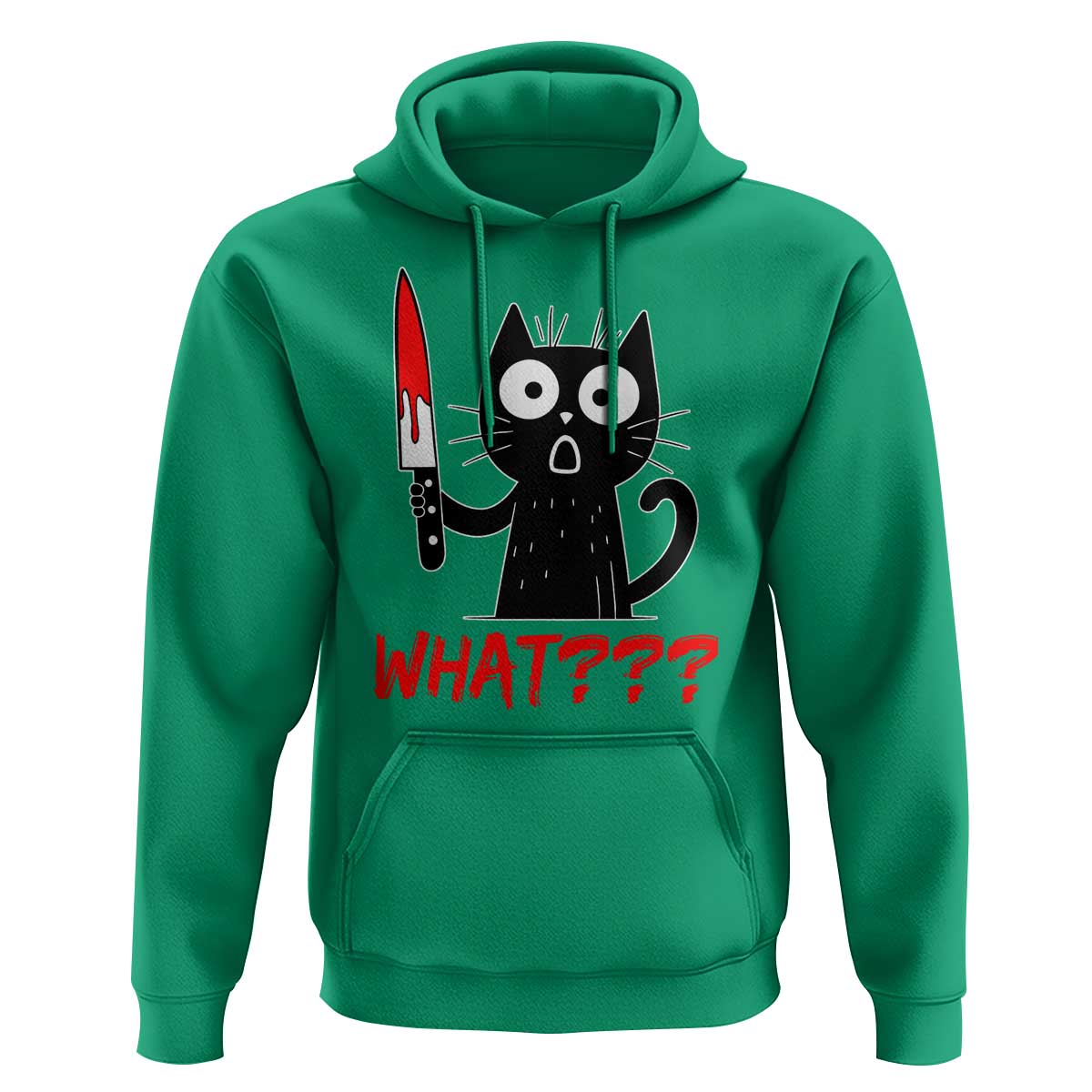 Black Cat Halloween Hoodie What Killer Kitten With Knife - Wonder Print Shop