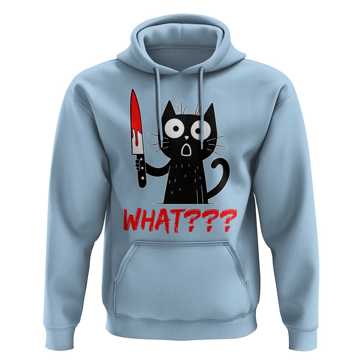 Black Cat Halloween Hoodie What Killer Kitten With Knife - Wonder Print Shop
