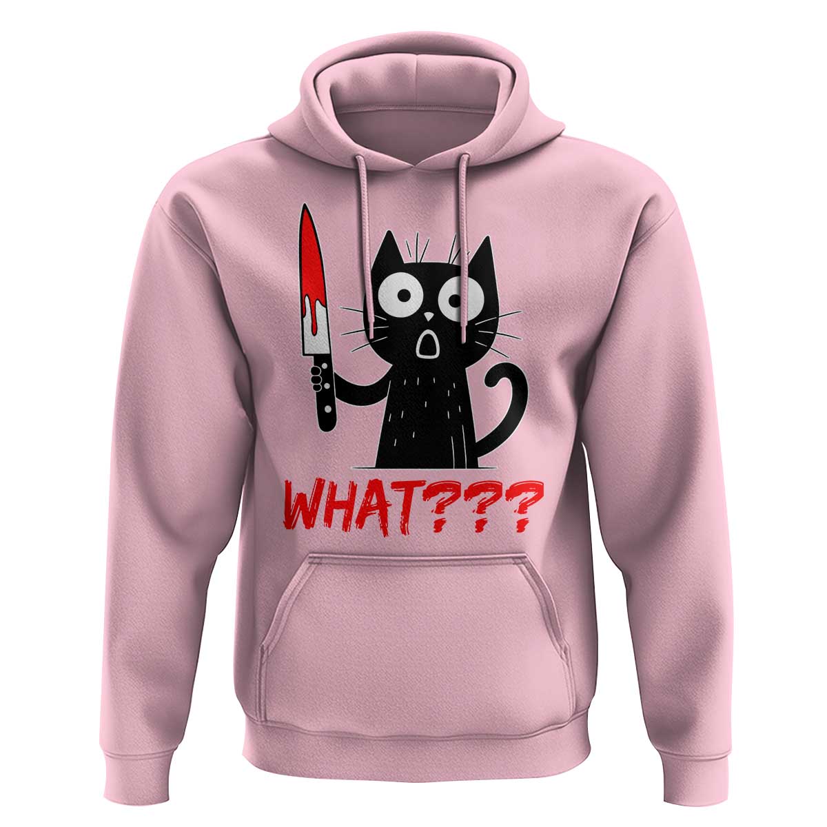 Black Cat Halloween Hoodie What Killer Kitten With Knife - Wonder Print Shop