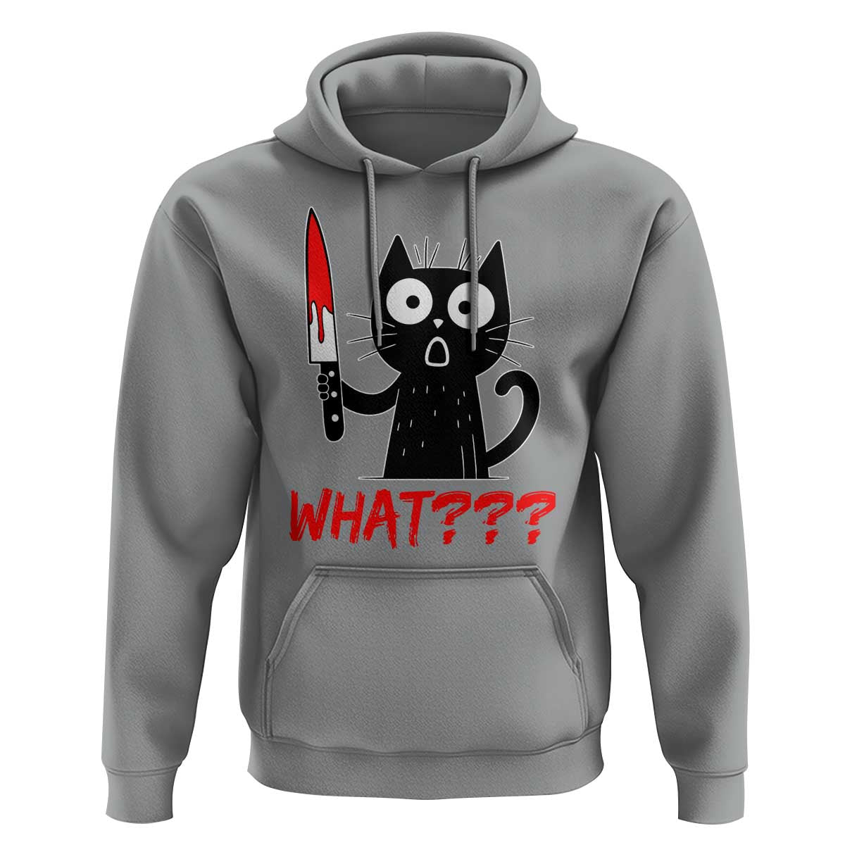 Black Cat Halloween Hoodie What Killer Kitten With Knife - Wonder Print Shop