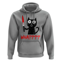 Black Cat Halloween Hoodie What Killer Kitten With Knife - Wonder Print Shop