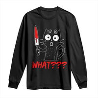 Black Cat Halloween Long Sleeve Shirt What Killer Kitten With Knife - Wonder Print Shop