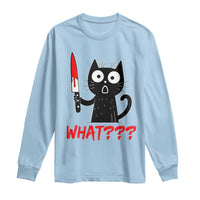 Black Cat Halloween Long Sleeve Shirt What Killer Kitten With Knife - Wonder Print Shop