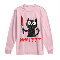 Black Cat Halloween Long Sleeve Shirt What Killer Kitten With Knife - Wonder Print Shop