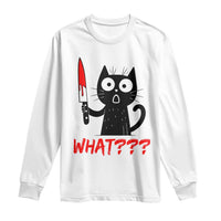 Black Cat Halloween Long Sleeve Shirt What Killer Kitten With Knife - Wonder Print Shop