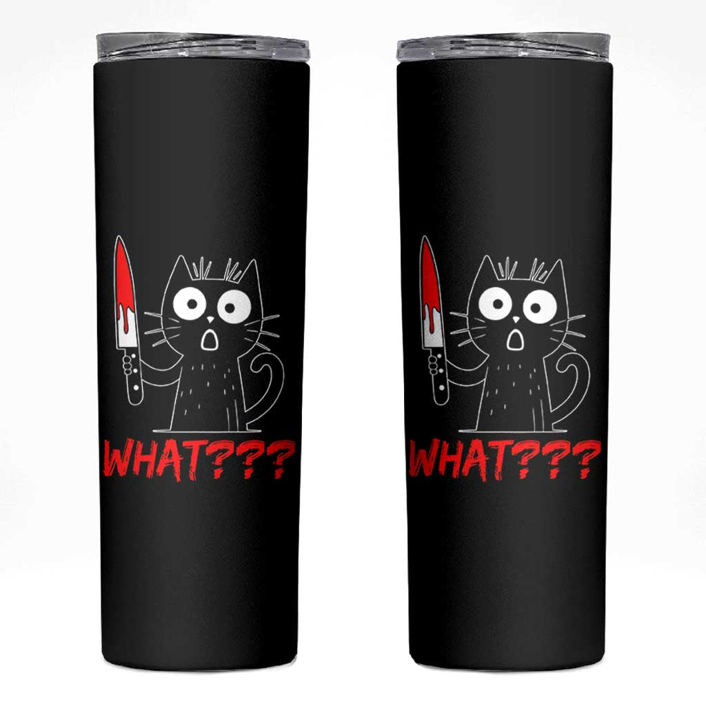 Black Cat Halloween Skinny Tumbler What Killer Kitten With Knife